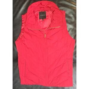 Talbots Down Vest Women's XL Red Puffer Jacket Outdoor Classic Pockets Full Zip